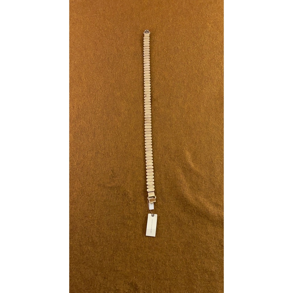 Anthropologie Womens Small Pearl Scalloped Leather Elastic Skinny Belt NWT